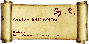Szeicz Kötöny névjegykártya